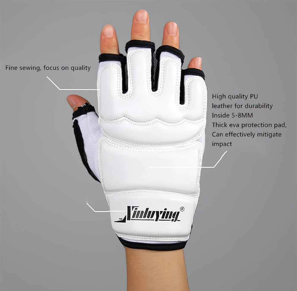 MMA Sparring Glove with EVA Impact Protection showcasing PU leather durability and open palm design for breathability.
